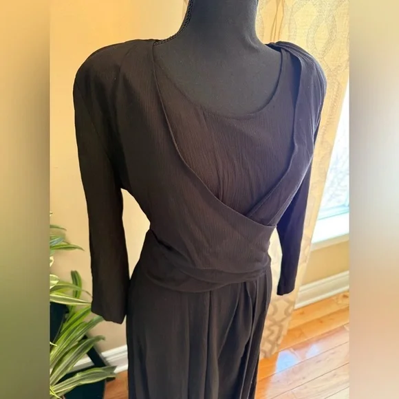 Vintage 80’s/90’s ALL THAT JAZZ Black Wrap Maxi Dress Women’s Size 11/12 - Picture 2 of 13